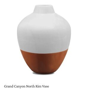 Kevia Style Grand Canyon North Rim White And Brown Ceramic Vase New